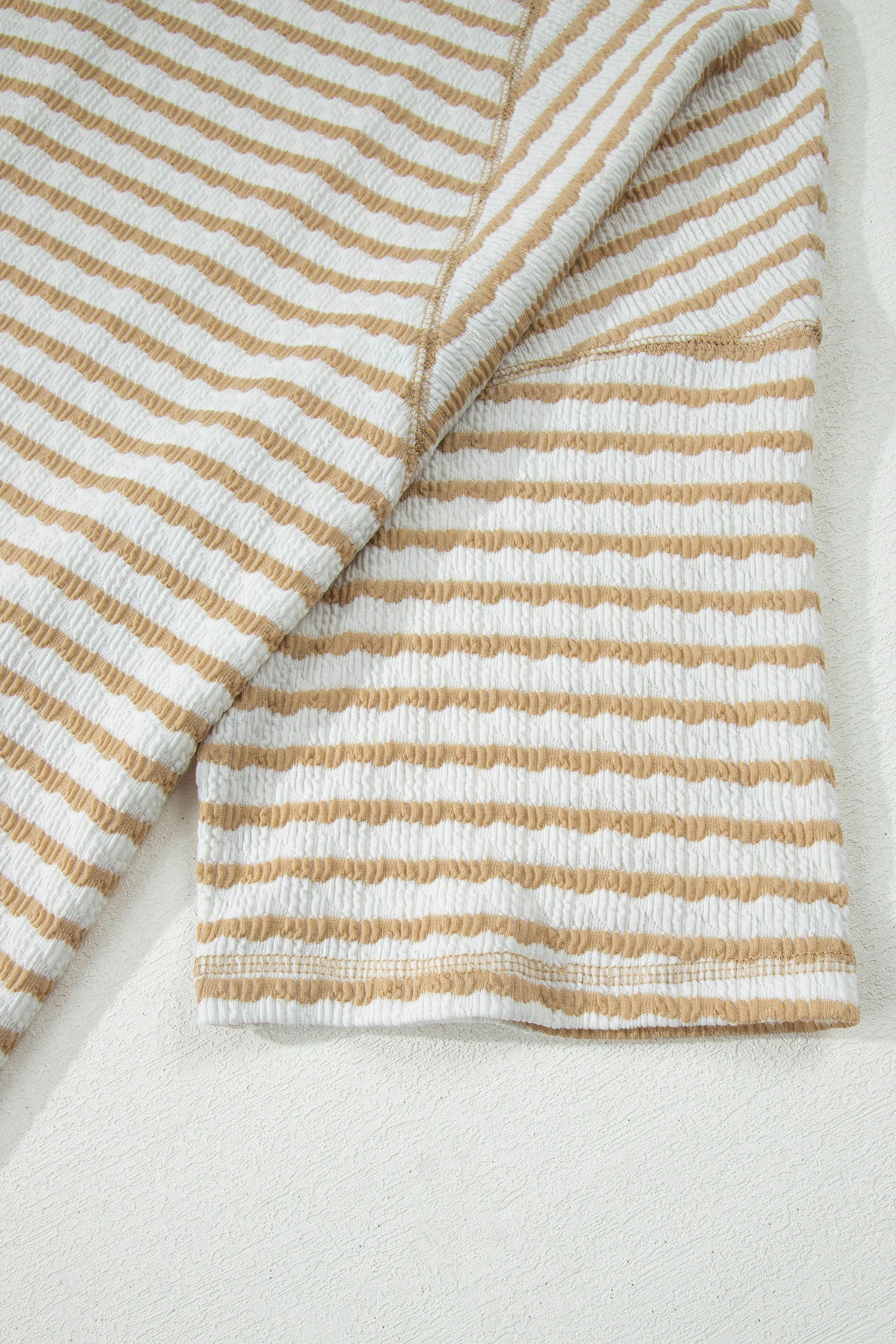 Liv Detail Half Sleeve Striped Knit Top - White & Tan
