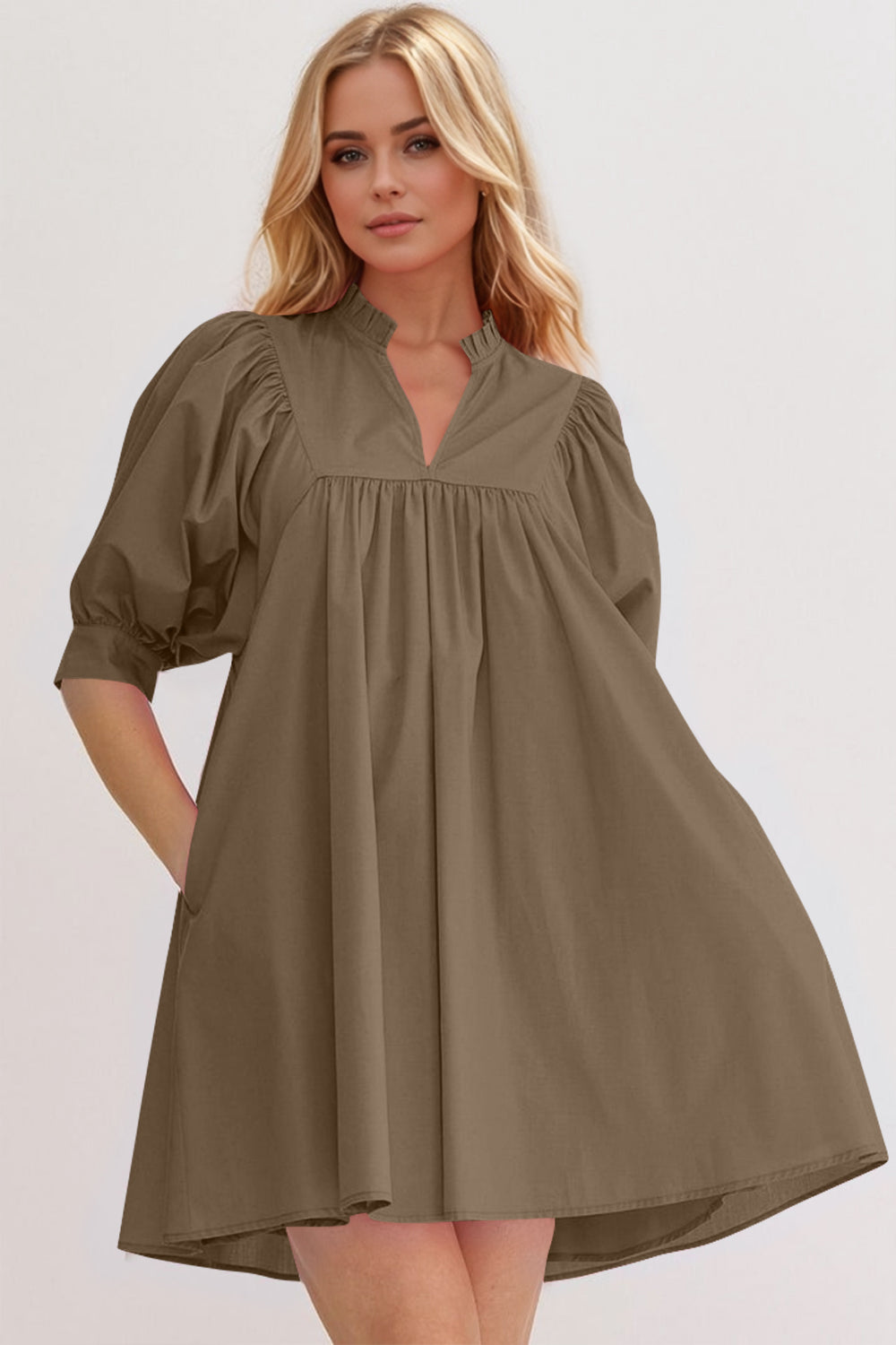 Pink Puff Sleeve Mini Dress – Casual Feminine Summer Dress