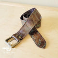 Turquoise & Brown Embossed Genuine Leather Belt