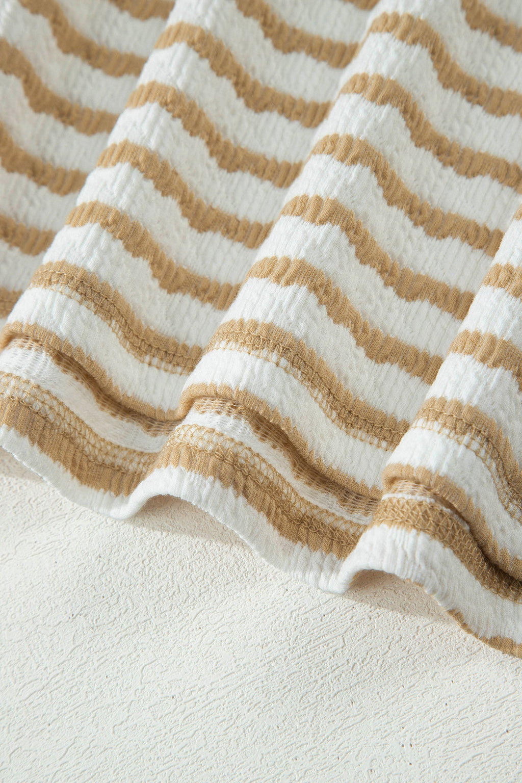 Liv Detail Half Sleeve Striped Knit Top - White & Tan