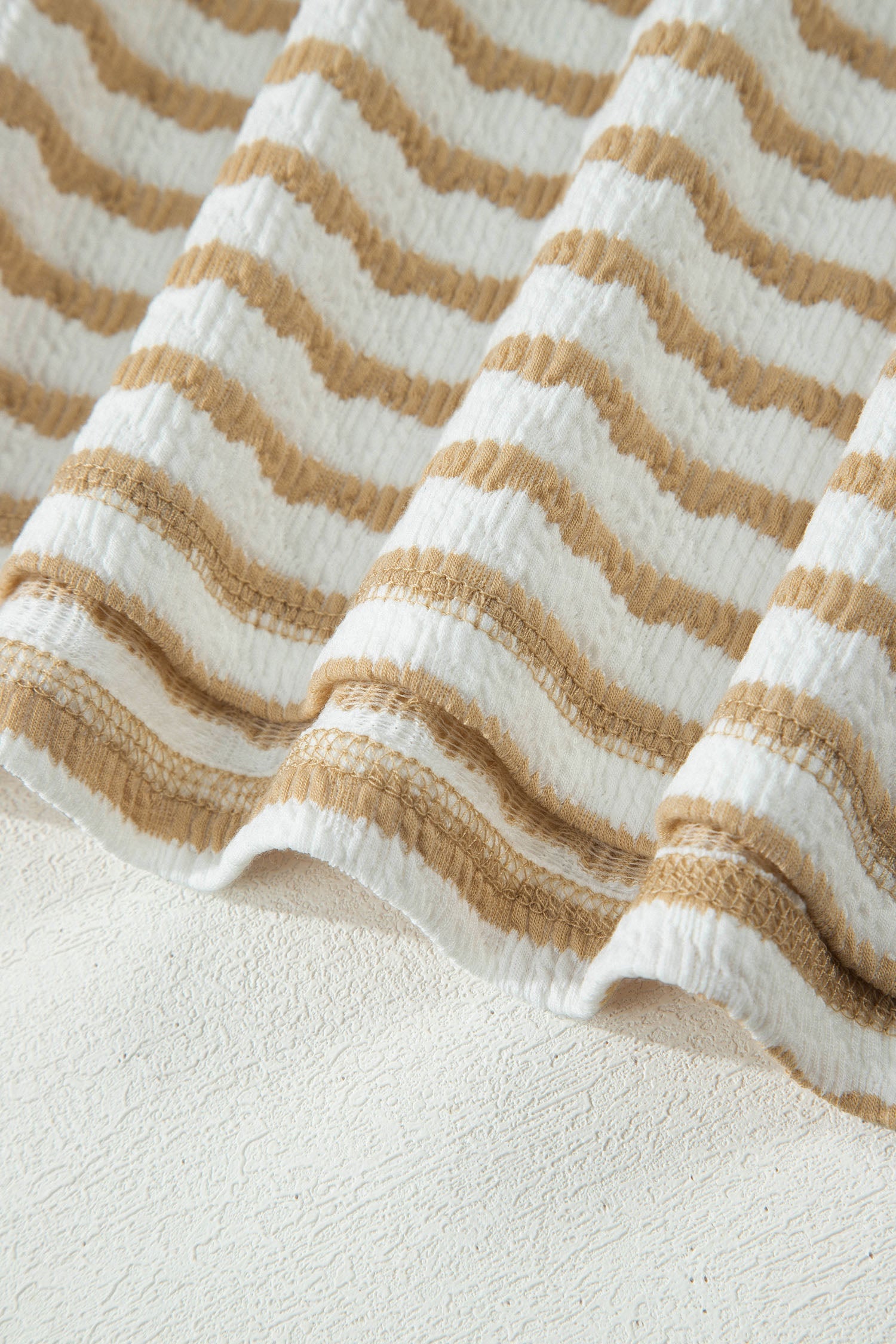 Liv Detail Half Sleeve Striped Knit Top - White & Tan