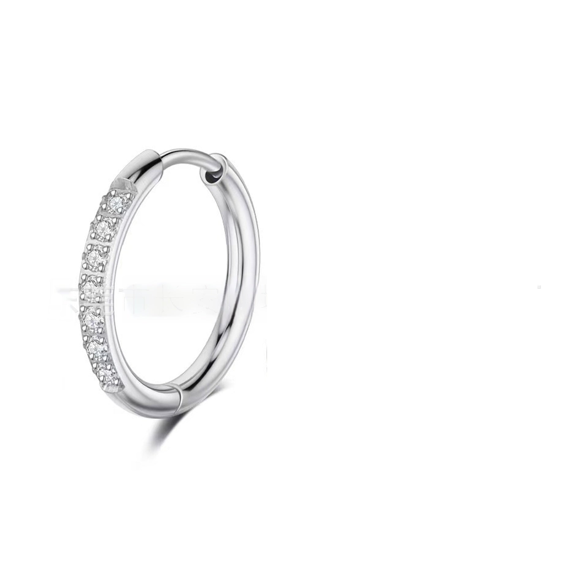 Stainless Steel Earrings With Diamond Zirconia And Plain Rings