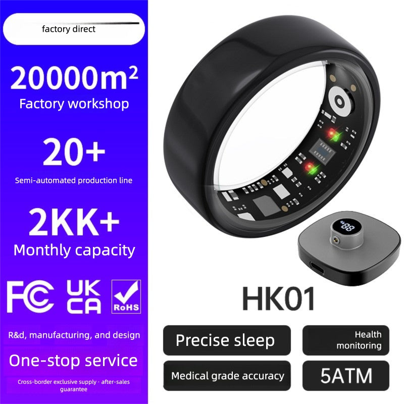 Smart Ring Heart Rate Blood Oxygen Sleep Monitor Step Counter & Female Cycle Tracker