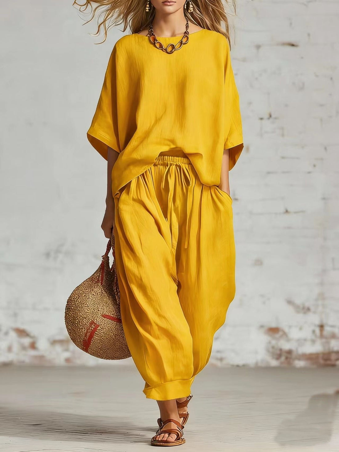 Women's Loose Casual Two-Piece Set T-Shirt and Drawstring Pants - Image 11