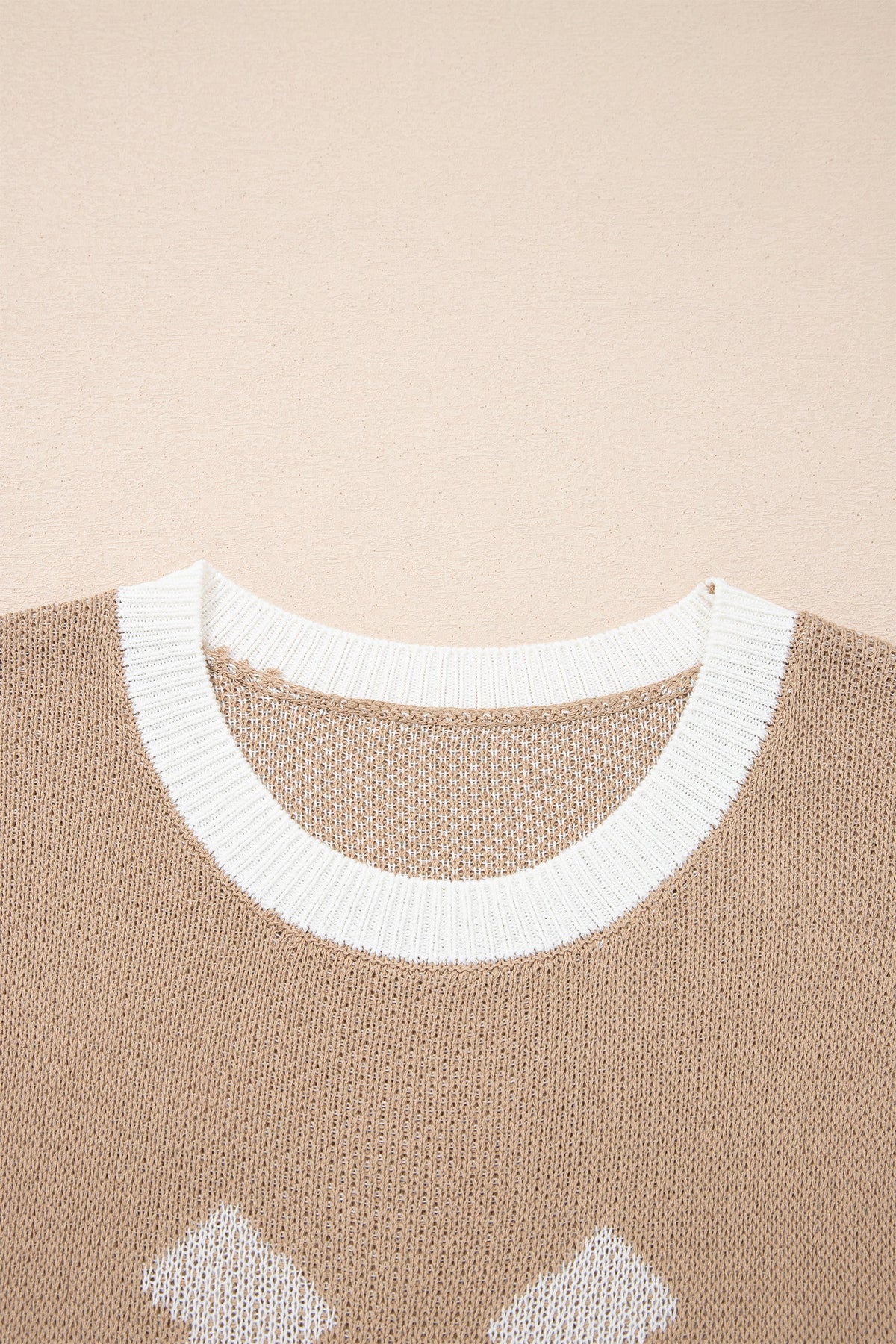 Western Horseshoe Contrast Trim Short Sleeve Sweater