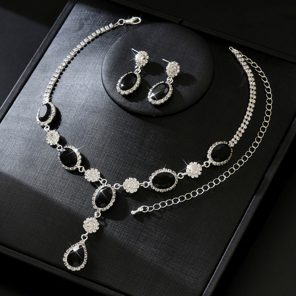 2026 Hot New Luxury Shiny Water Drop Necklace Earrings Suit High-grade All-match Bridal Jewelry Wholesale