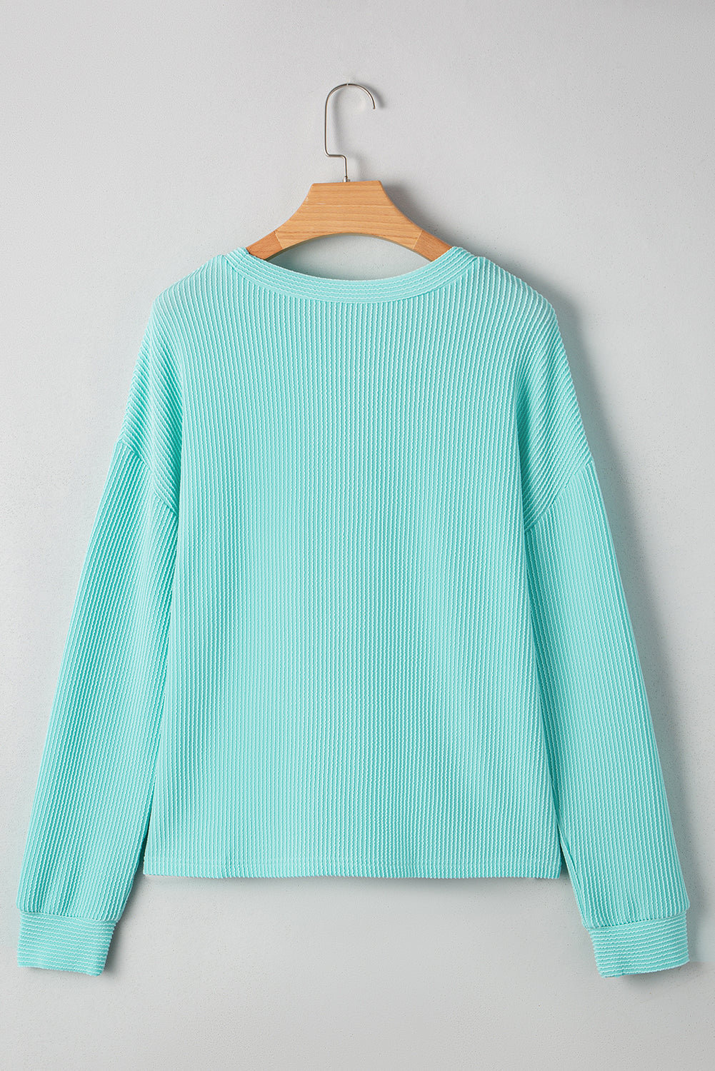 Willa Texture Contrast Pocket Long Sleeve Ribbed Knit Top - Image 9