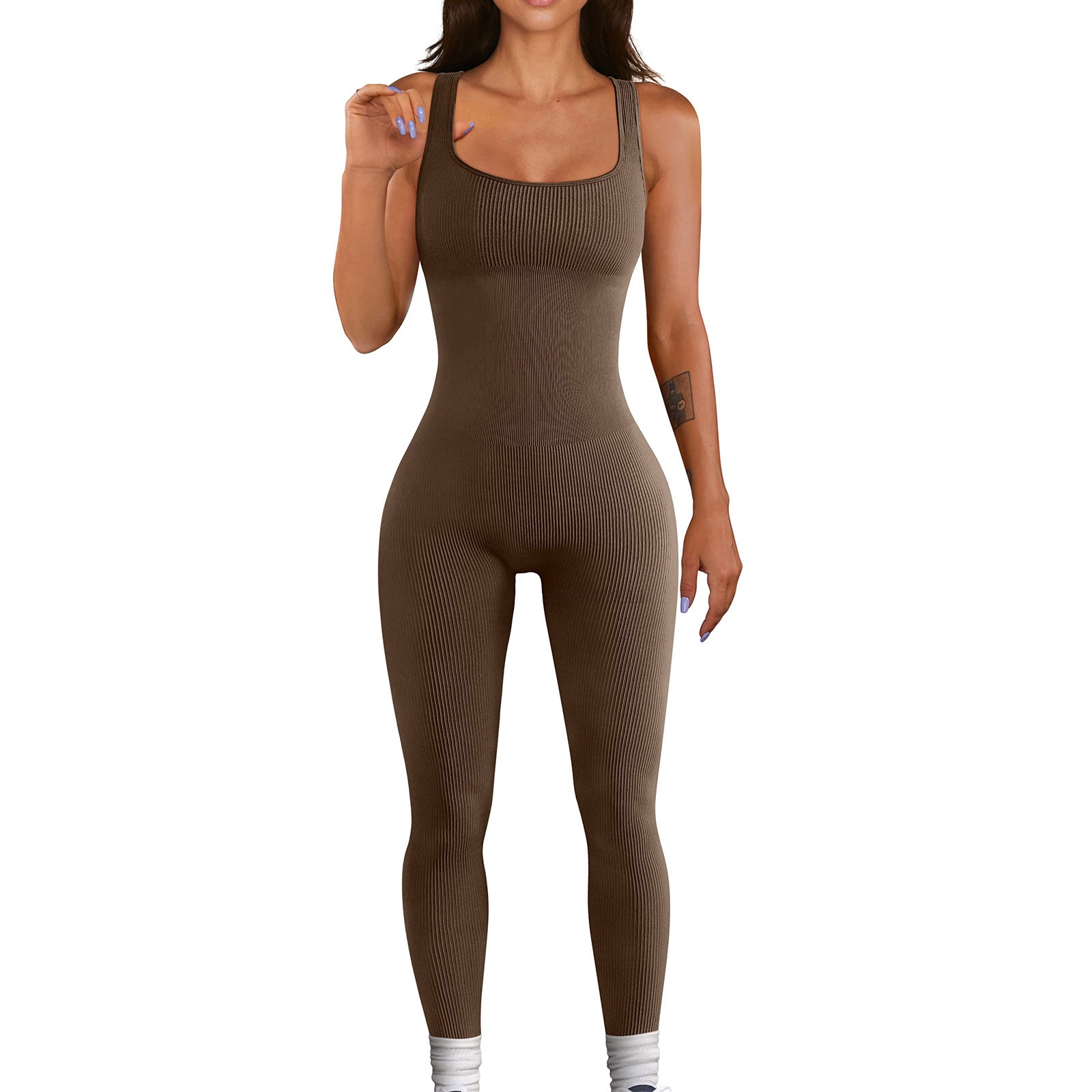 Women’s Ribbed Sleeveless Jumpsuit 4 Pack Comfortable Bodysuit