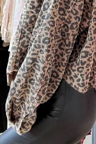 Bold Leopard Print Button-Down Long Sleeve Jacket
