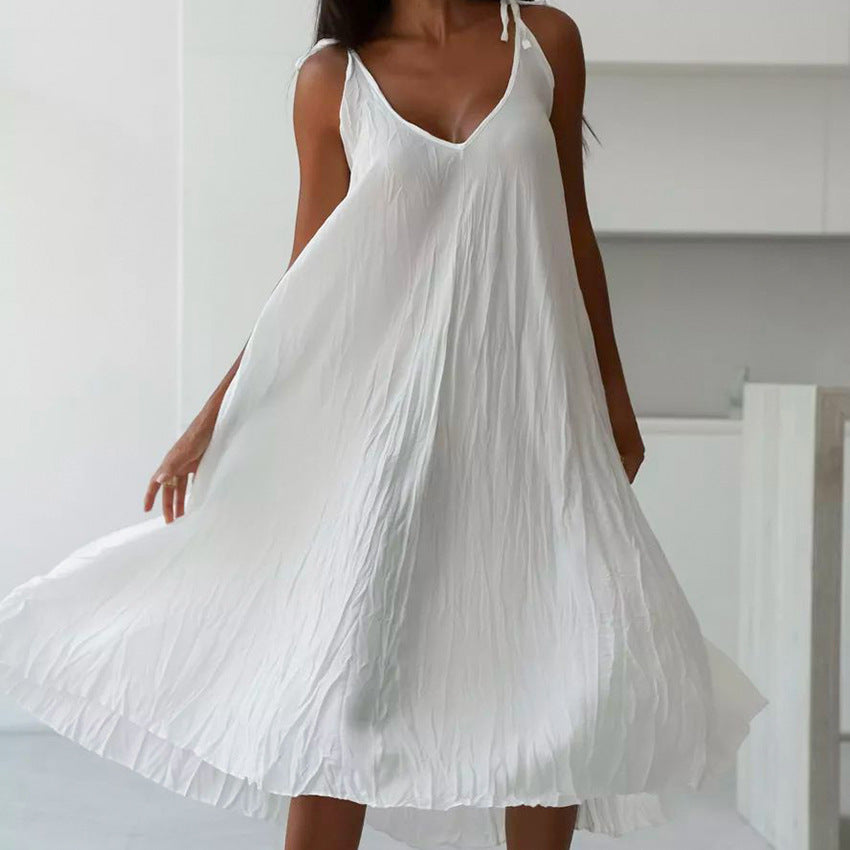 Minimalist White Woven Sling Dress