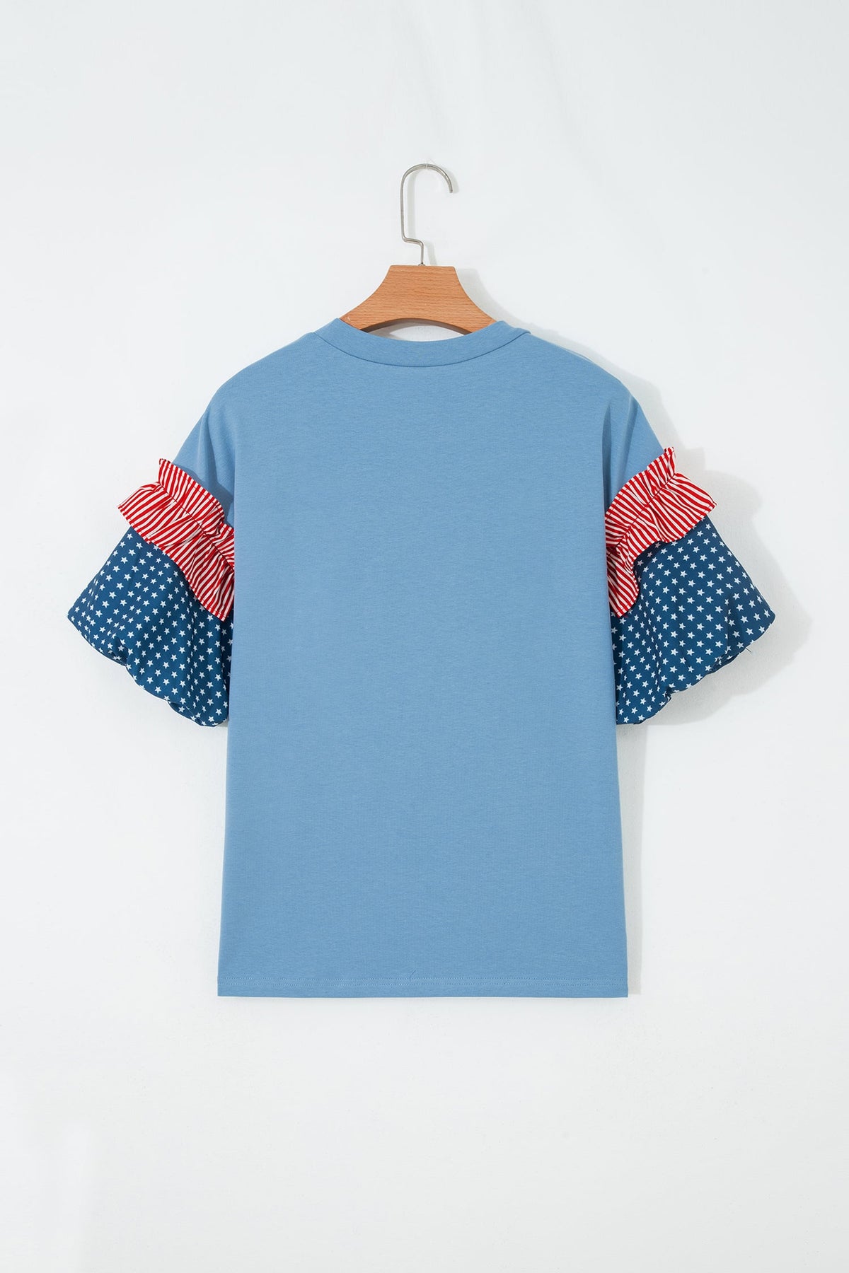 Stars & Stripe Patchwork Short Puff Sleeve Top