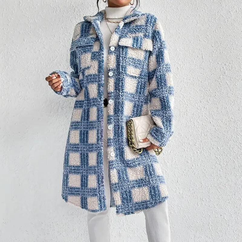 Women’s Lightweight Plaid Fleece Shacket Button Down Jacket