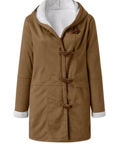Women's Long Sleeve Hooded Toggle Jacket with Pockets