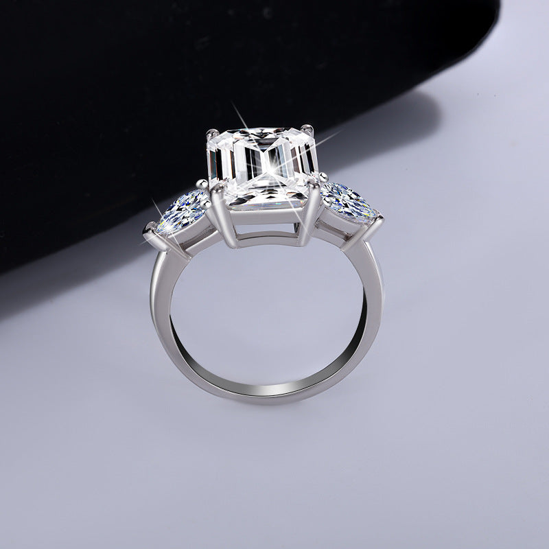 S925 Silver Moissanite Round-Cut Ring