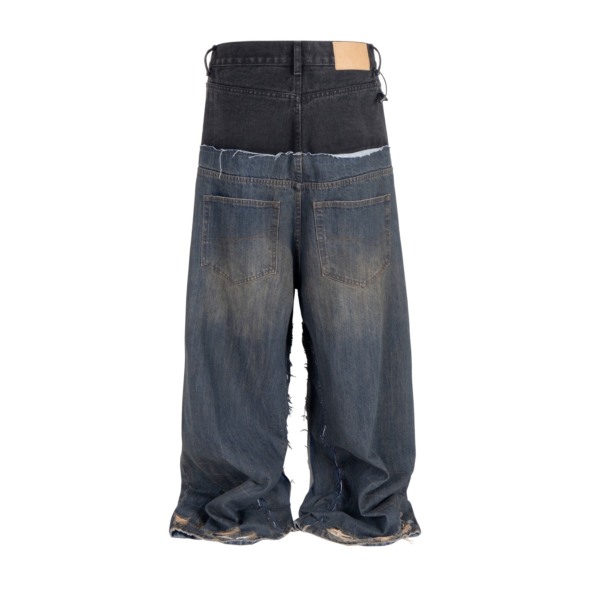 Wideboy Midnight Double Denim Jeans with Distressed Hem - Image 3