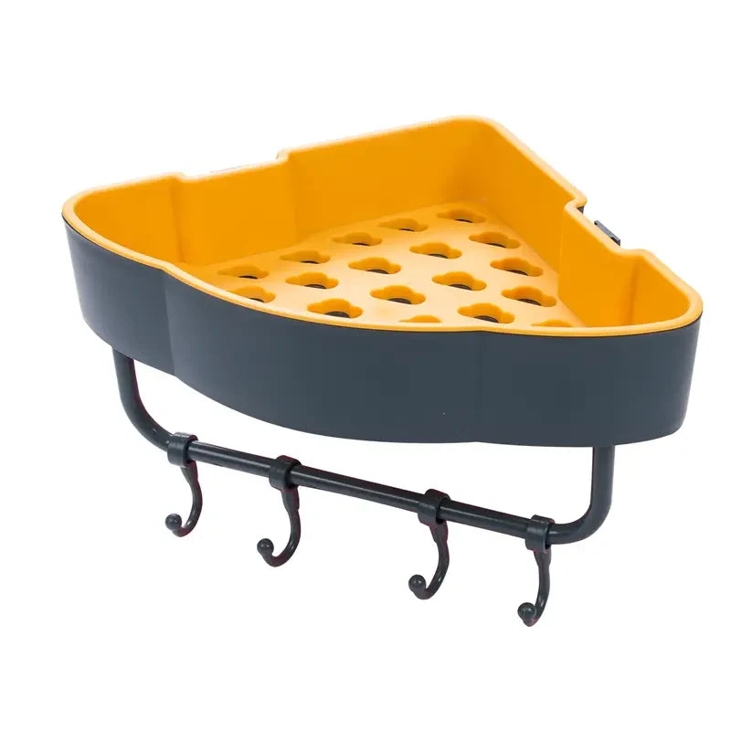 Triangular Adhesive Shelf with Hook for Bathroom