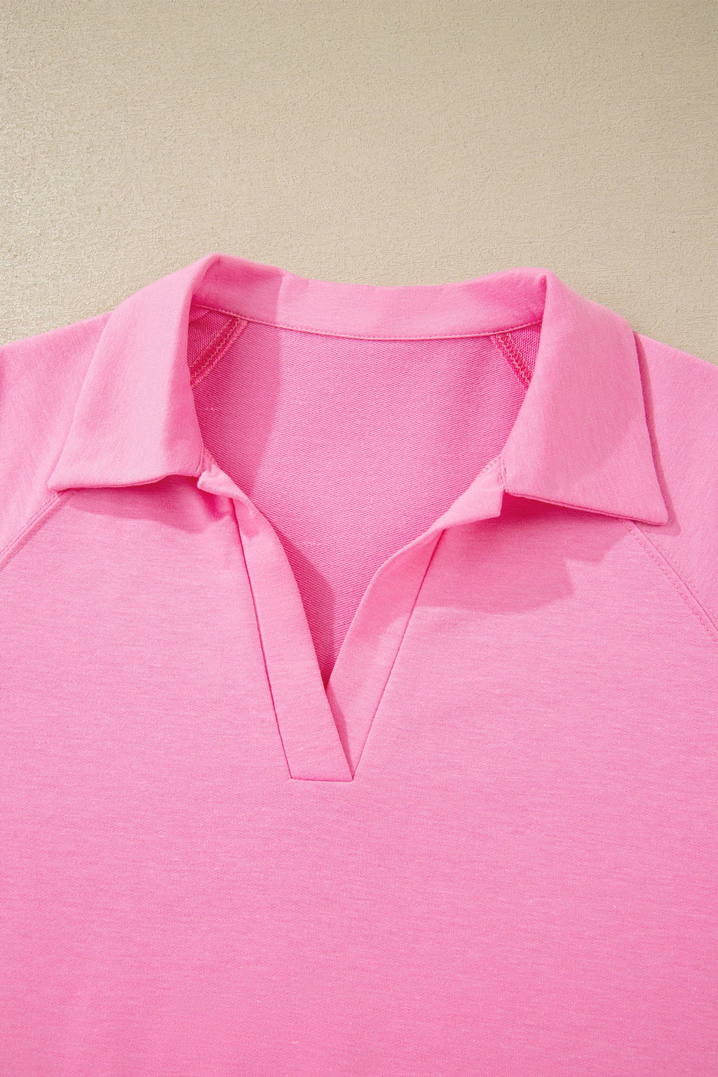 Kinsley Bonbon Collared Tee & Shorts 2-Piece Knit Lounge Set