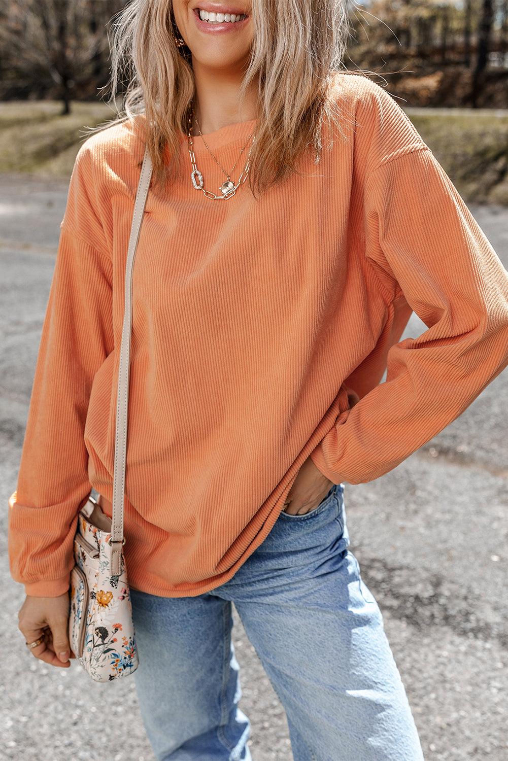 Kamryn Ribbed Corduroy Oversized Sweatshirt