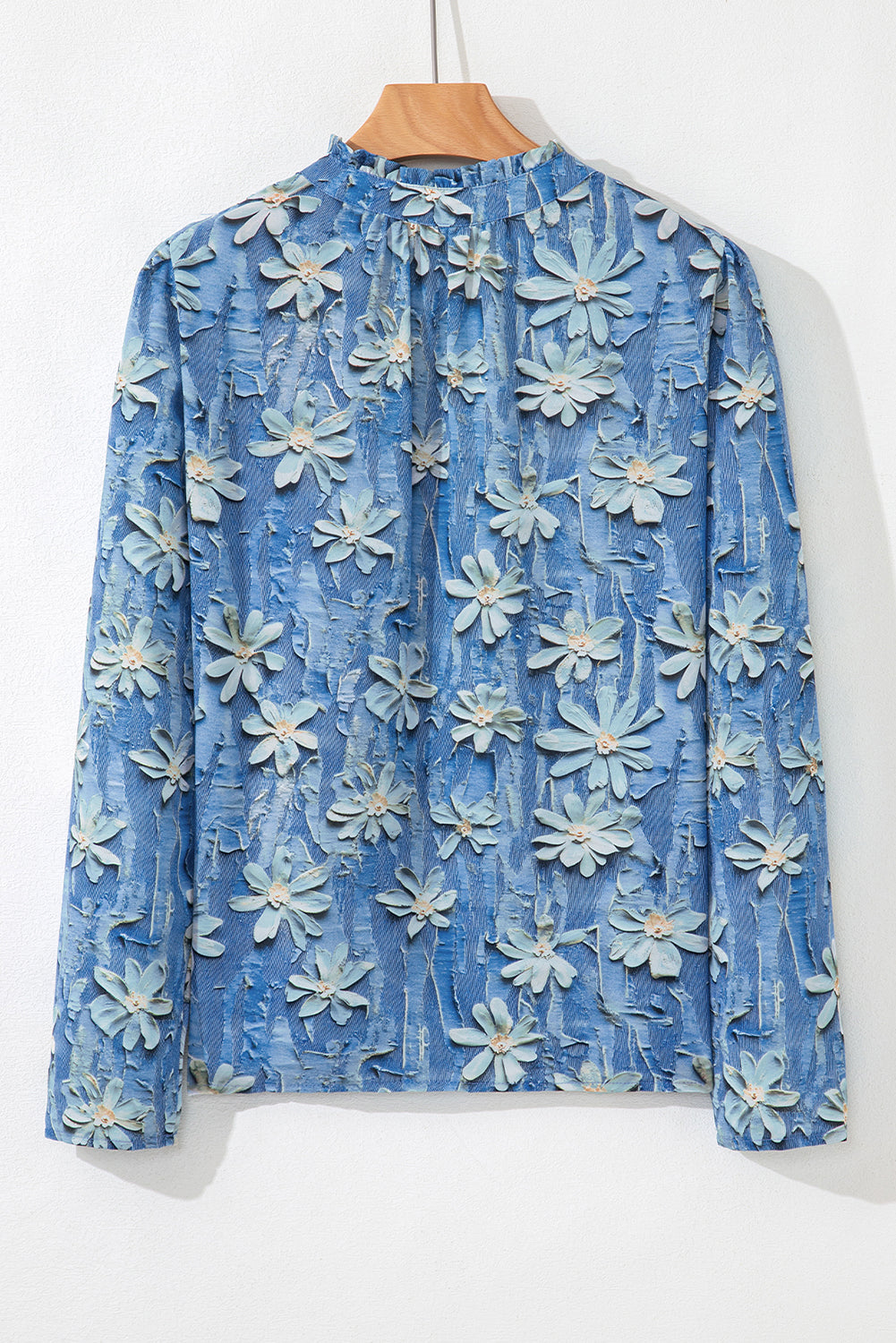 Floral Half Placket Collared V-Neck Blouse