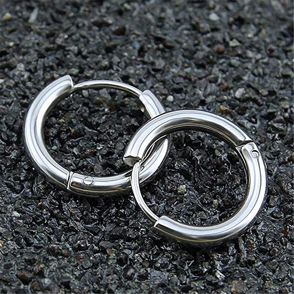 Amazon Foreign Trade Earrings Stylish Glossy Ear Clip Silver Round Tube Small Ring Anti-fashion