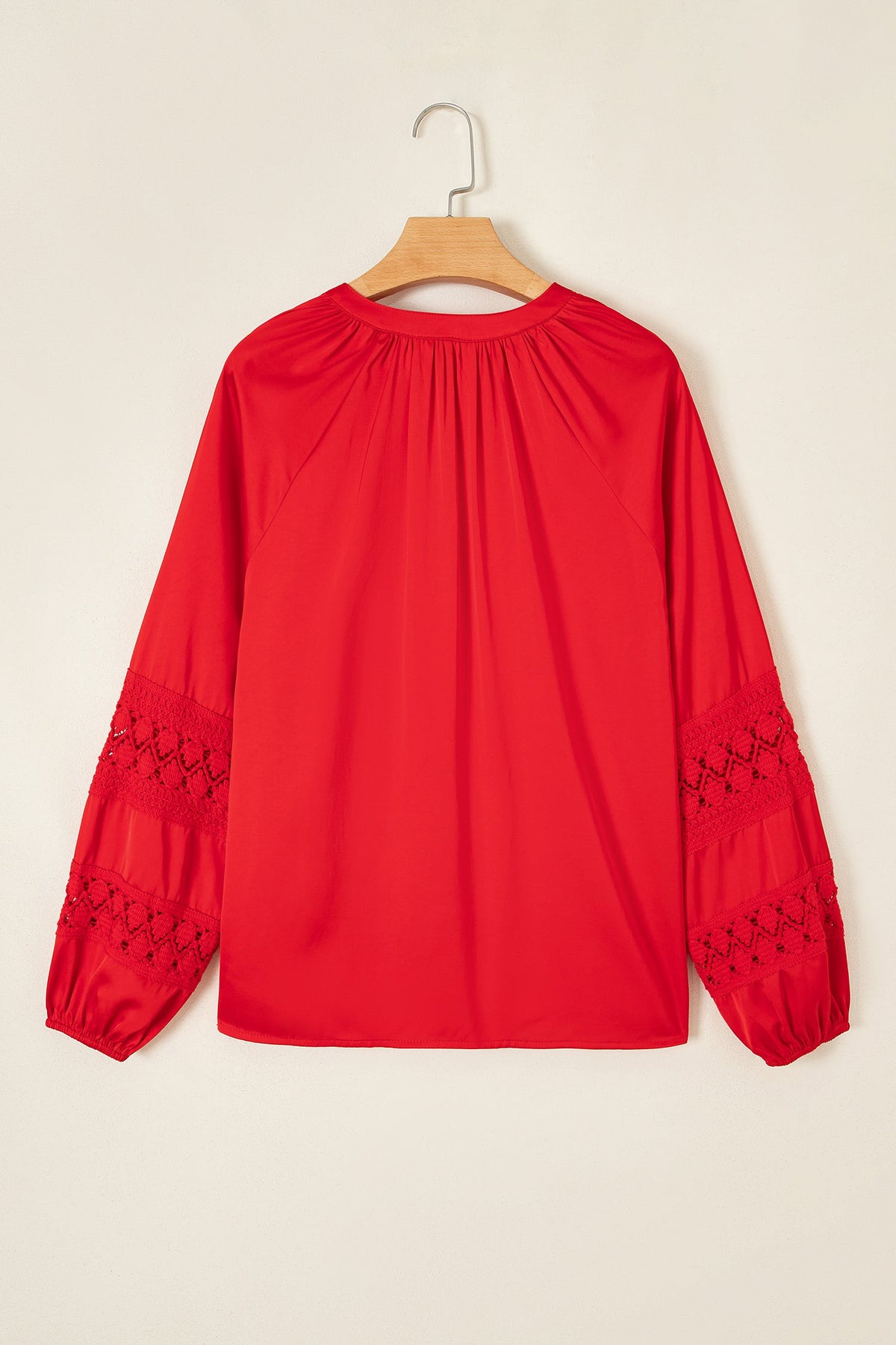 Solid Lace Patchwork Long Sleeve Buttoned Shirt