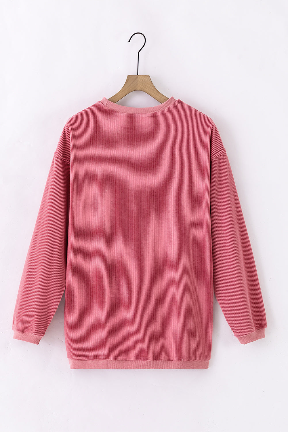 Solid Ribbed Corduroy Long Sleeve Oversized Sweatshirt