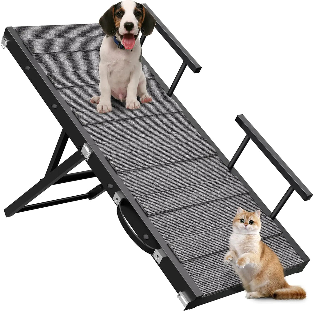 Dog Ramp for Couch Pet Ramp for Adjustable Hight Folding Dog Ramps for Small Dogs Dog Ramp for Bed with Anti-Slip Carpet and Safety Rails Dog Ramps for Indoor Sofa Bed Black