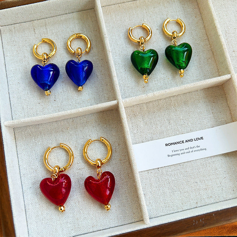 Handmade Gold Heart Shaped Hoop Earrings