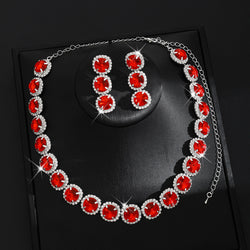 Cross-Border Hot-Selling Full Round Diamond Necklace Set Bridal Jewelry European And American Style Banquet Fashion Jewelry Set High-End