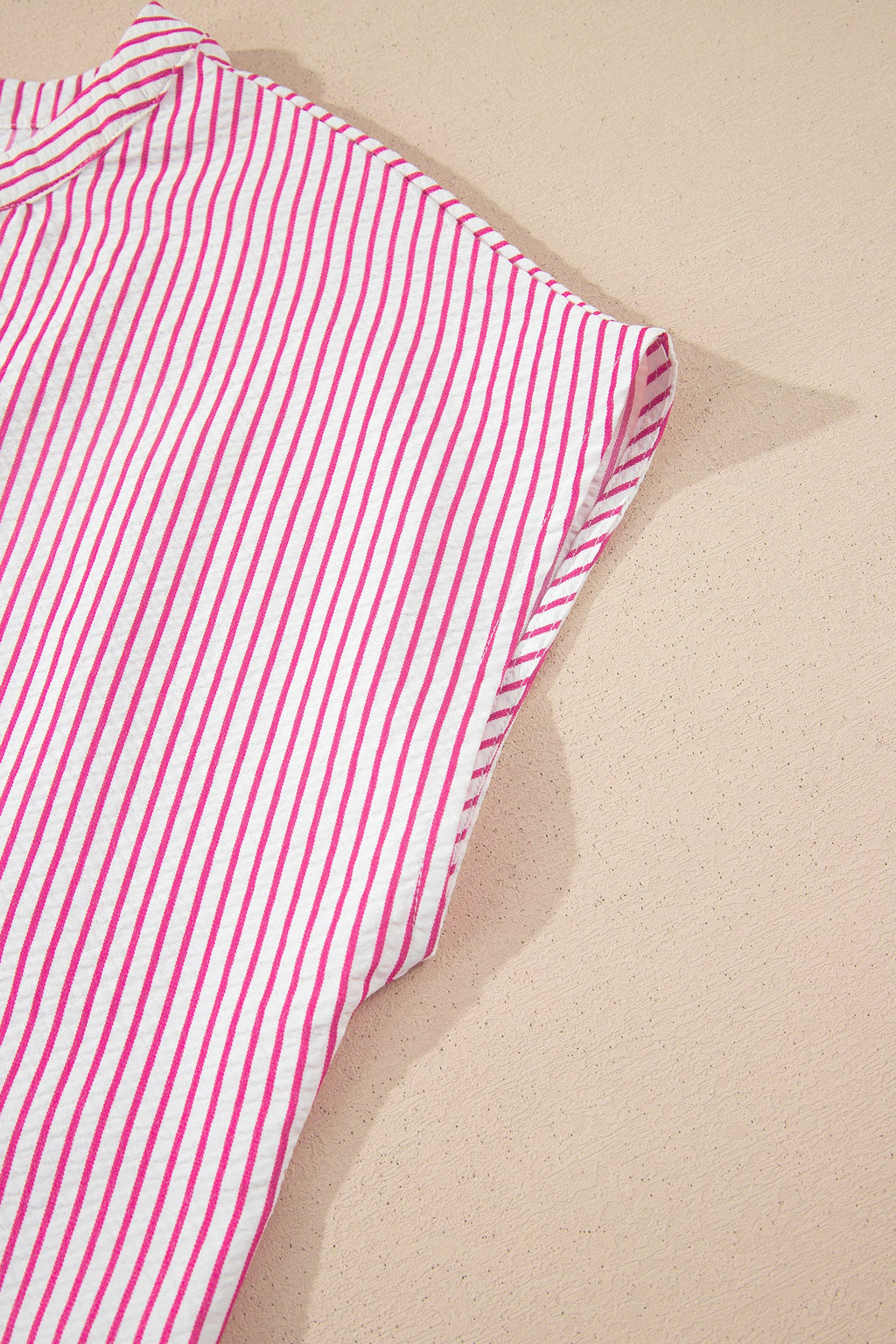 Striped Short Sleeve Long Dress with Half Button Front