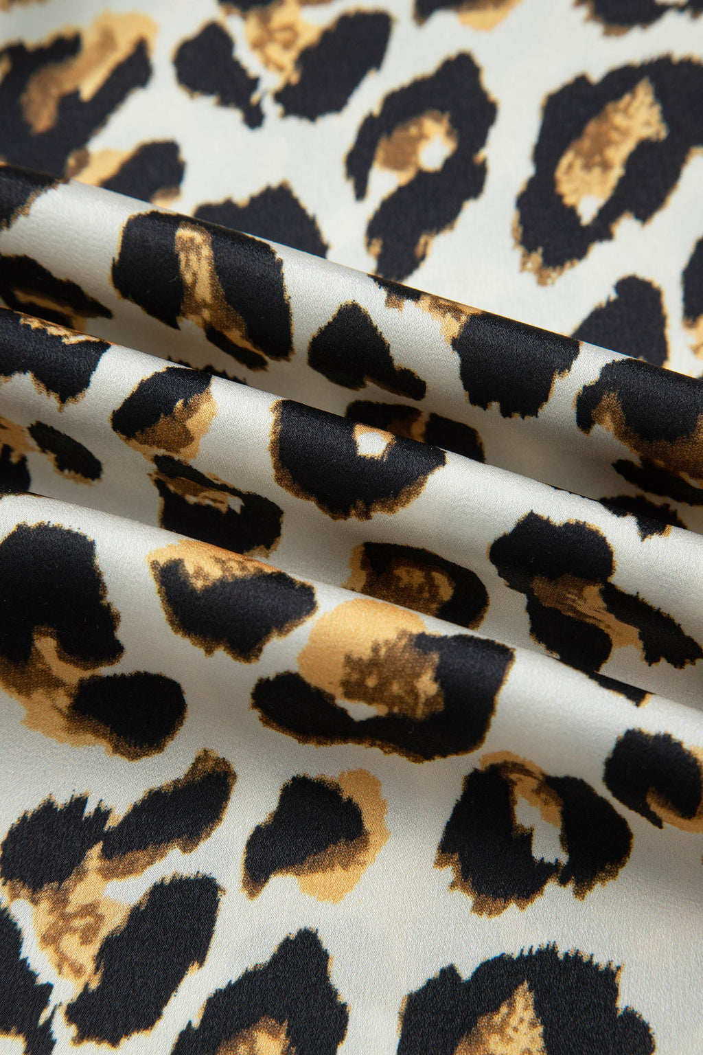 Leopard Ruffle Trim 3/4 Sleeve Loose Shirt