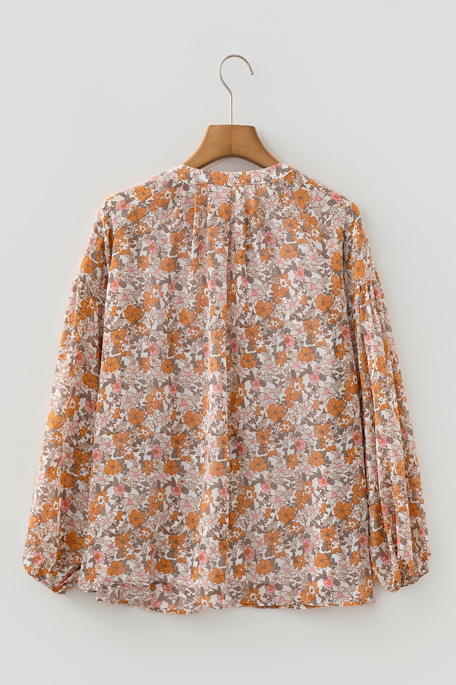 Floral Boho Long Puff Sleeve Buttoned Shirt