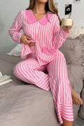 Adora Pink Striped Peter Pan Collar Pajama Set