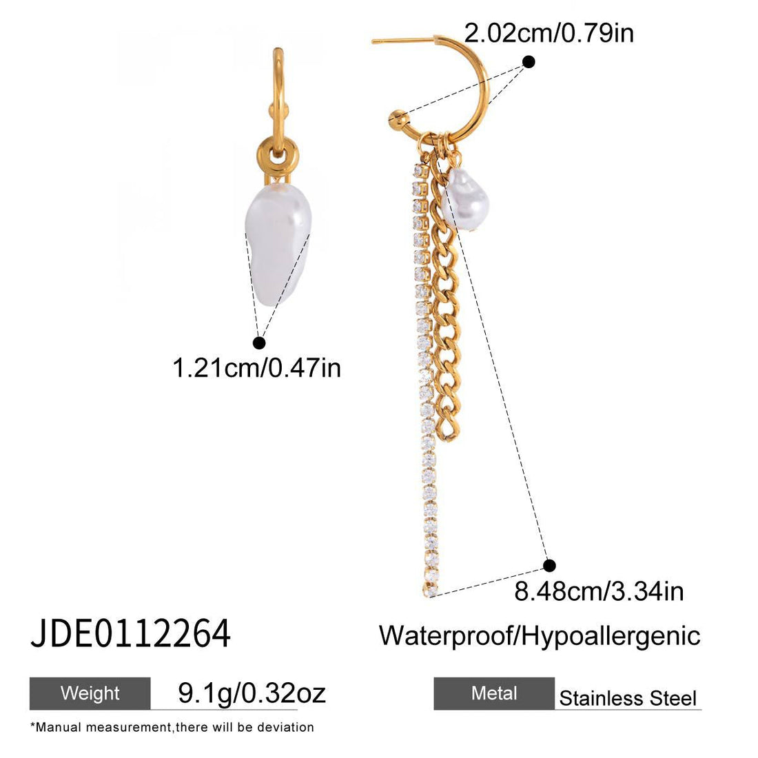 Elegant Pearl Tassel Dangle Earrings in Stainless Steel