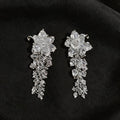 Women Iris Crystal Beaded Tassel Dangle Earrings,Niche Unique Heavy Craft Versatile Fashion Statement Jewelry For Daily Occasion