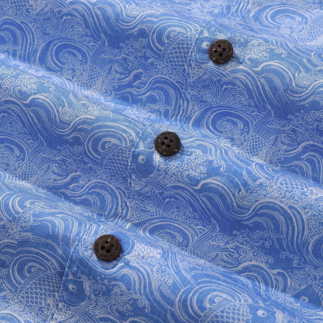 Men's Koi Carp Print Hawaiian Shirt in Blue