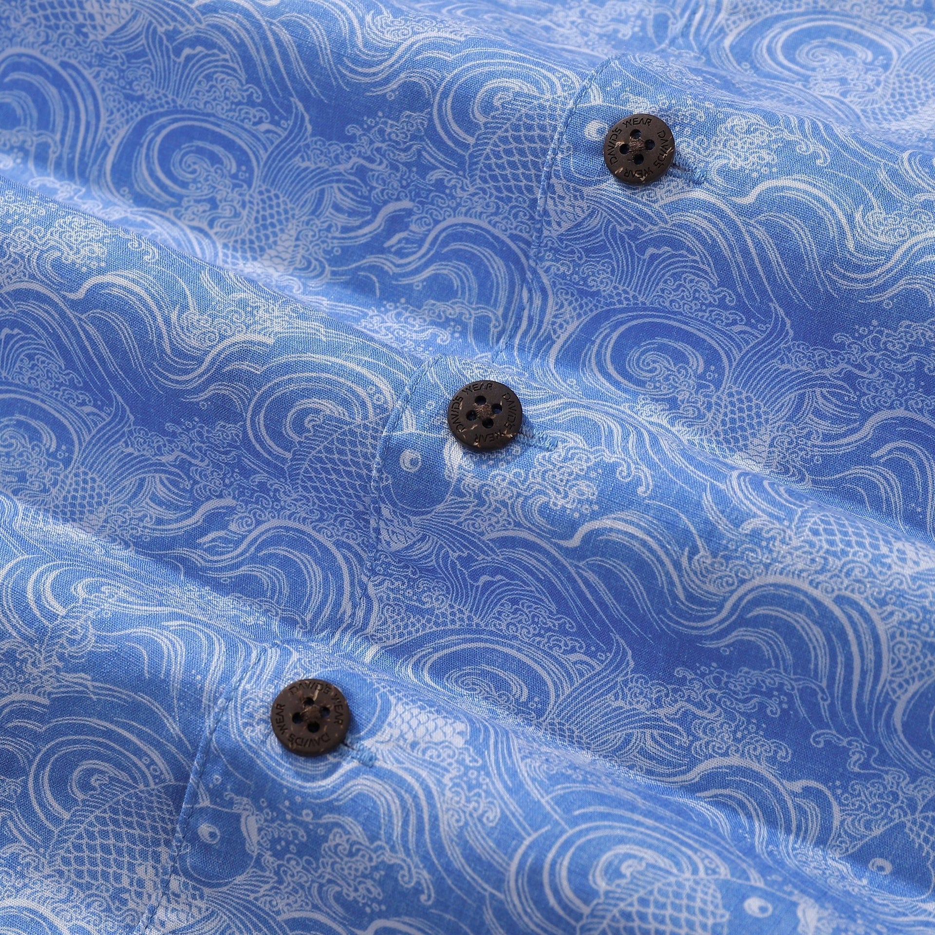 Men's Koi Carp Print Hawaiian Shirt in Blue