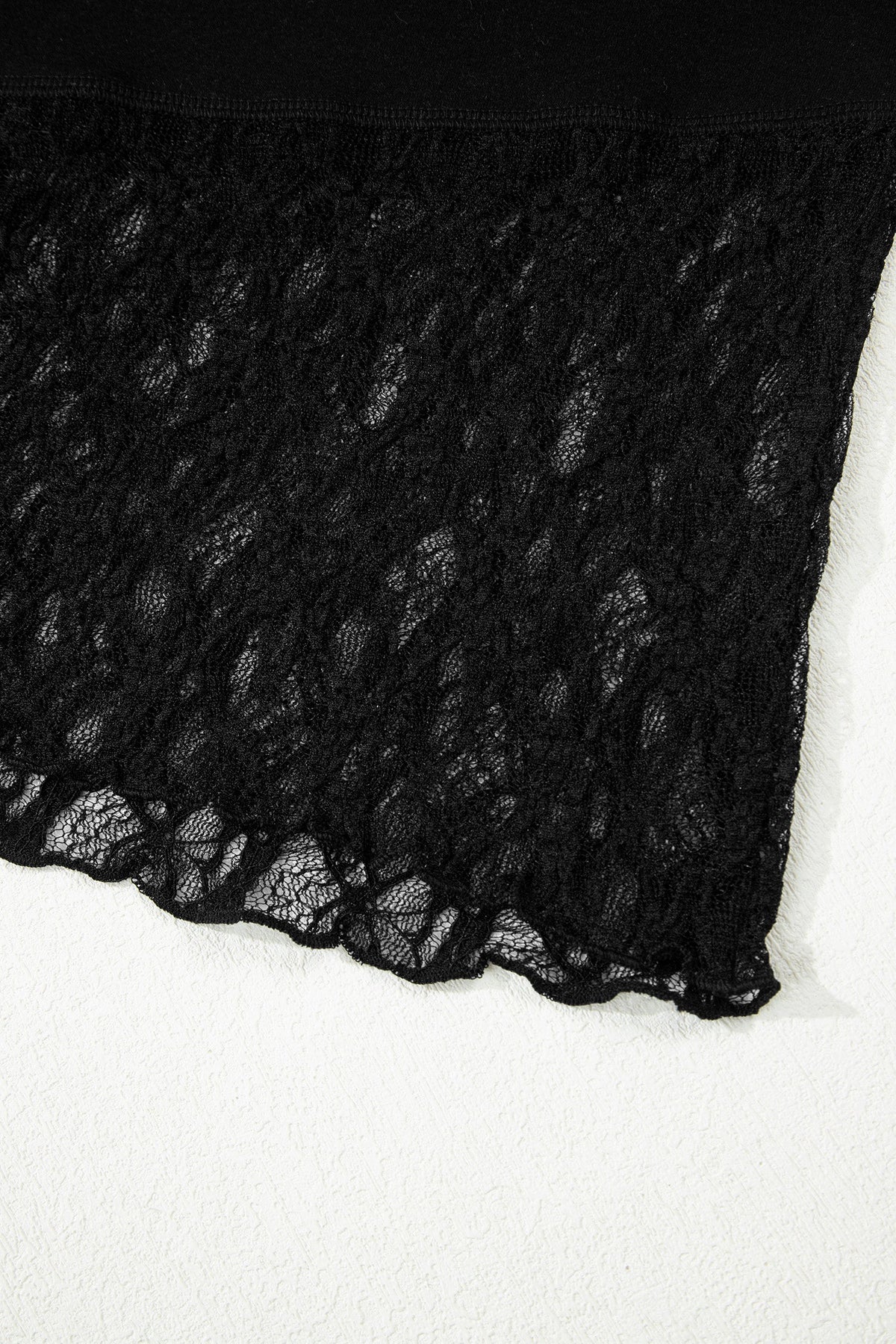 Sheer Lace Asymmetric Patchwork Long Sleeve Top