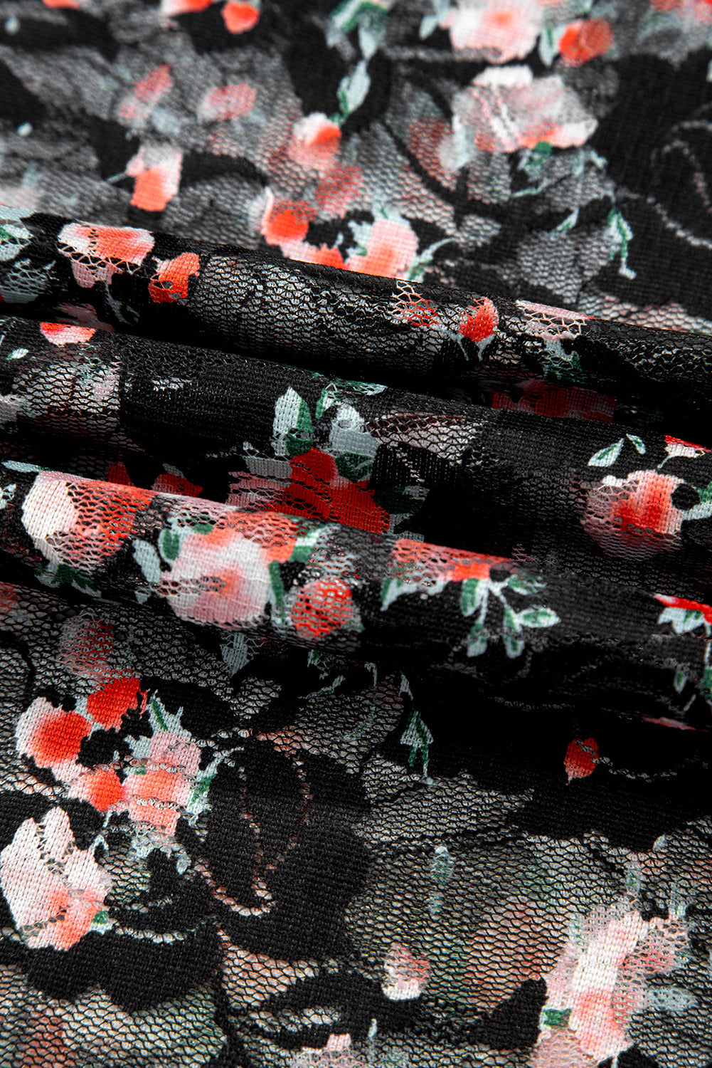 Floral Mesh Sheer Long Sleeve Top