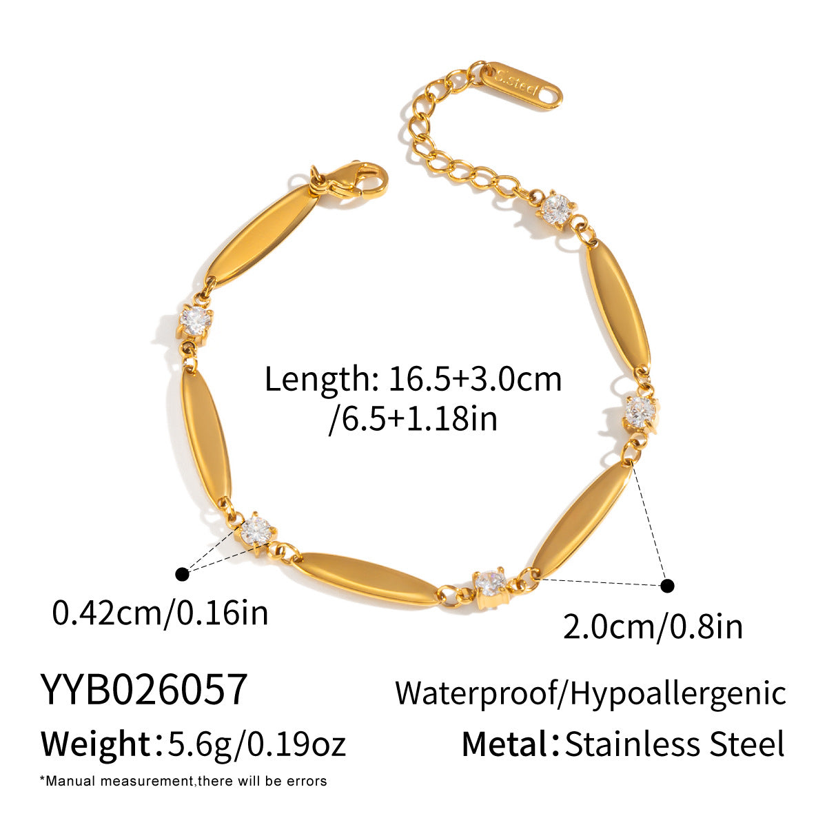 Oval-Shape Zircon Bracelet