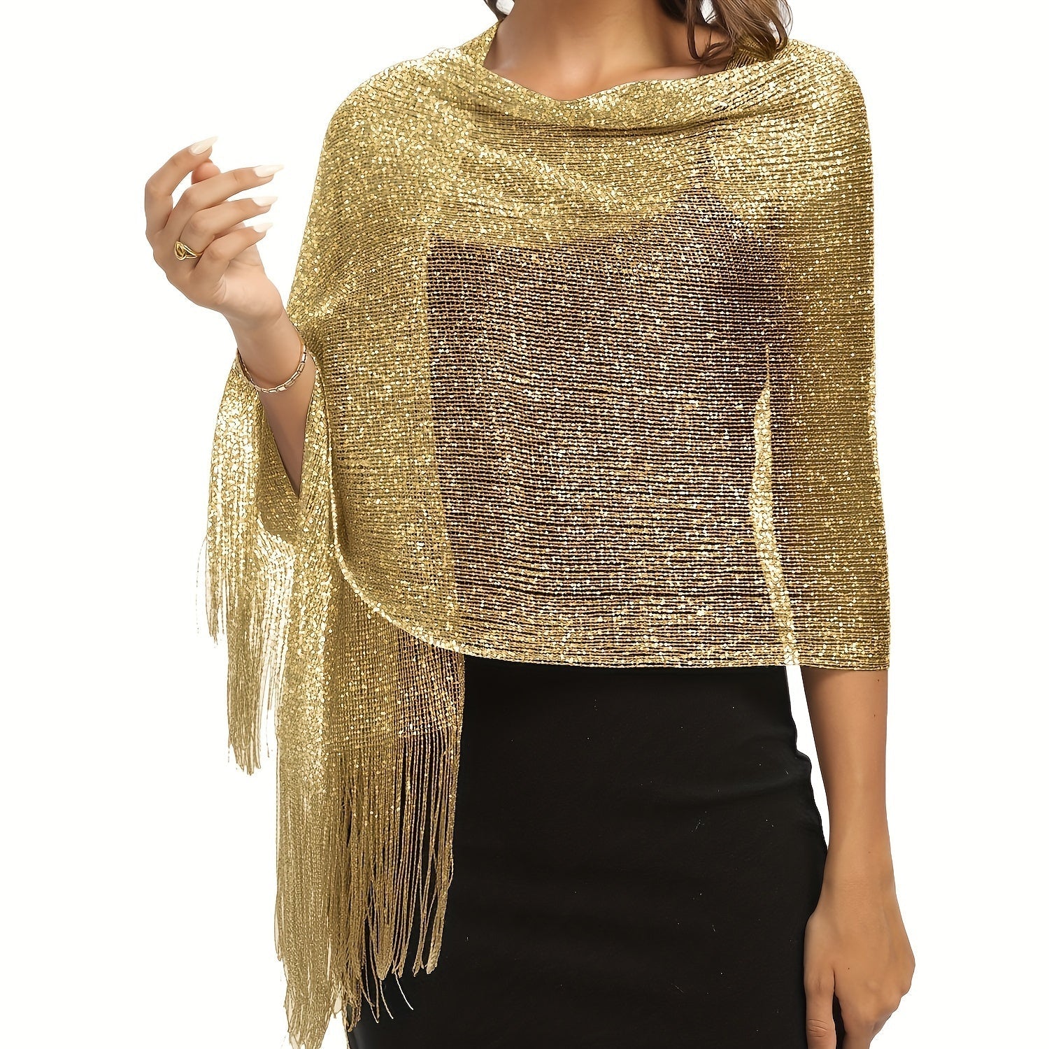 Elegant Golden and Silvery Shawl