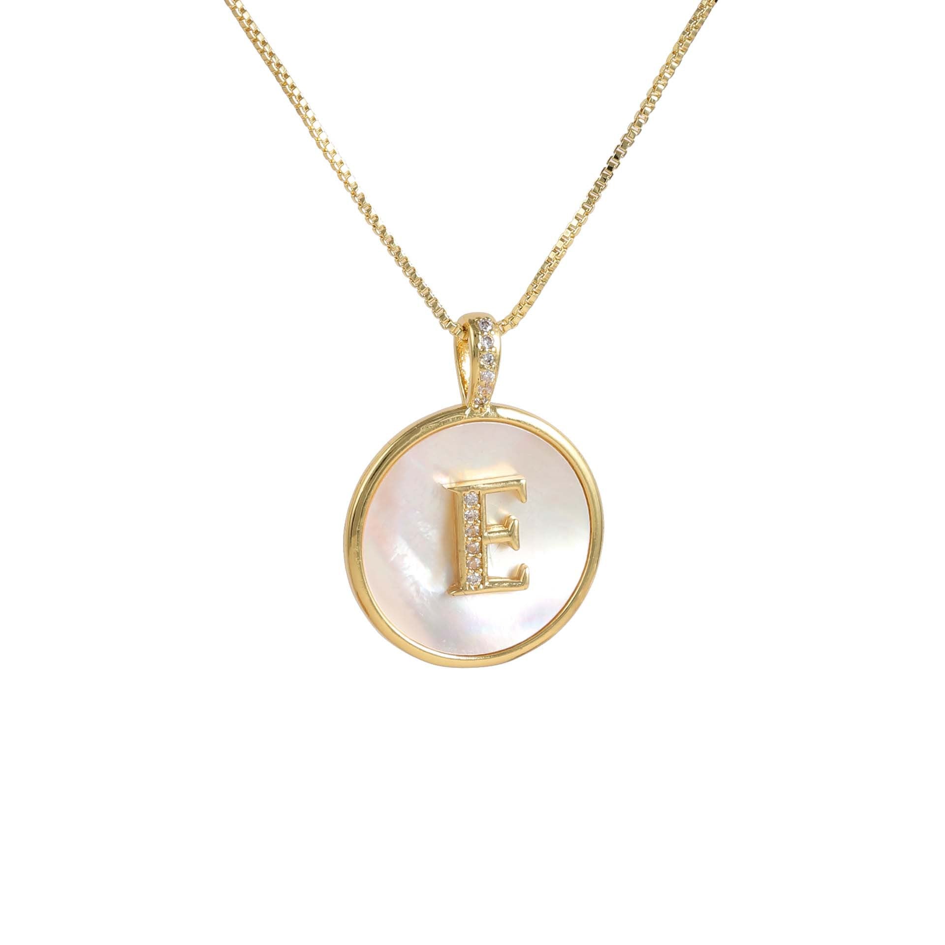 Gold Shell Initial Pendant Necklace Personalized Alphabet Charm