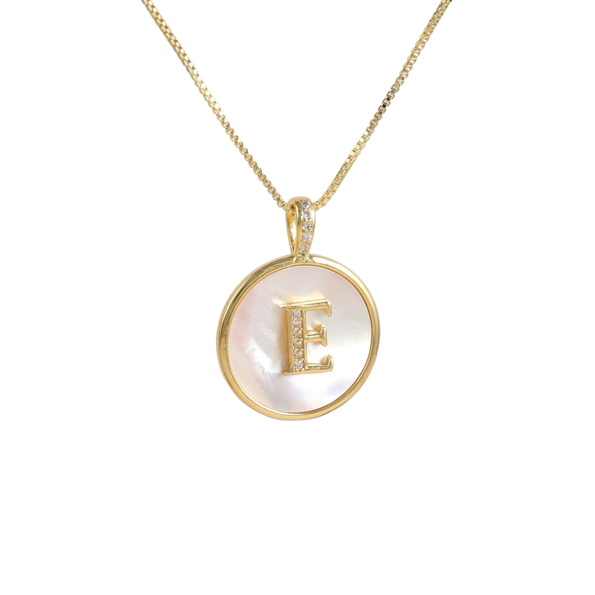 Gold Shell Initial Pendant Necklace Personalized Alphabet Charm