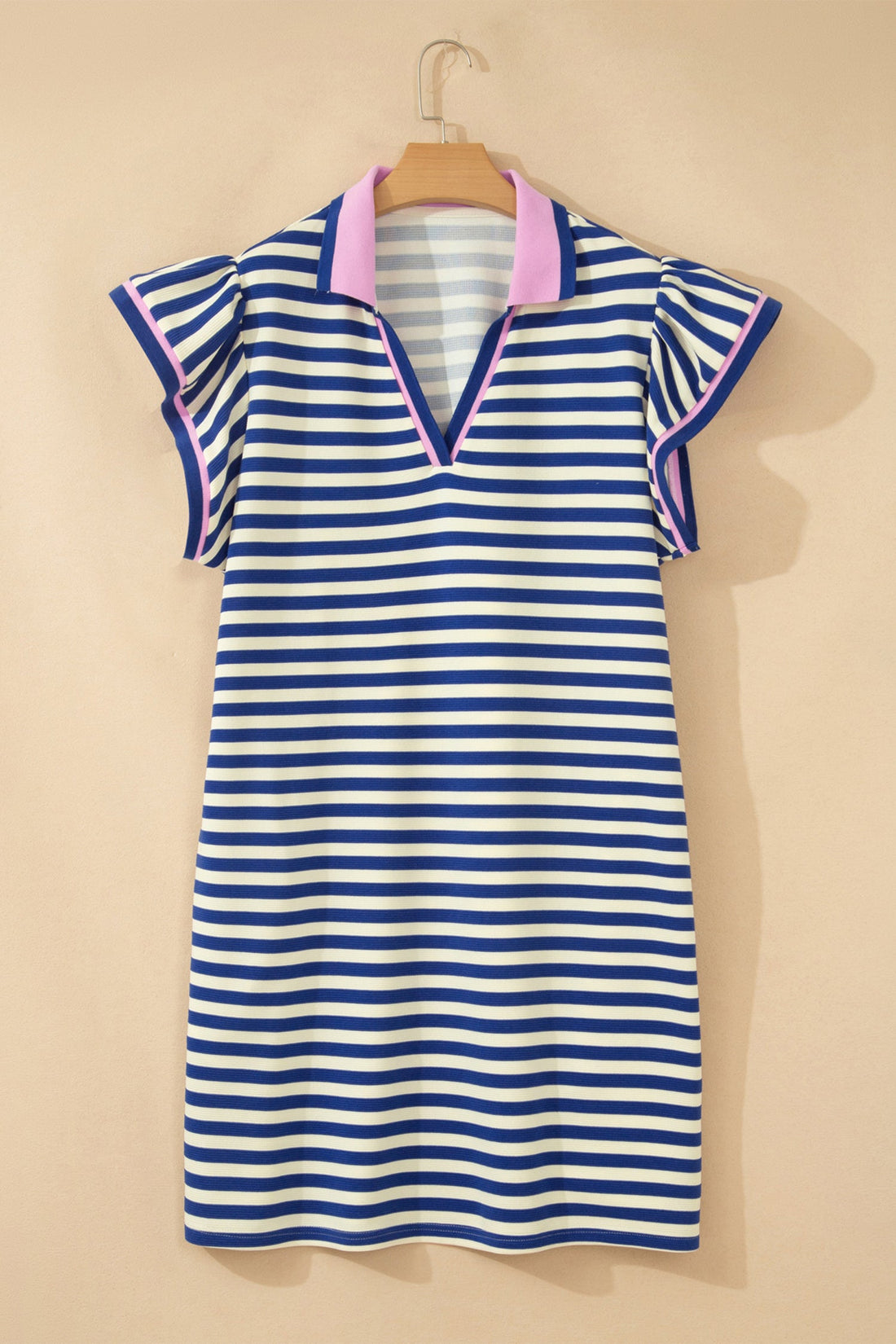 Stripe Colorblock V-Neck Short Sleeve Mini Shift Dress