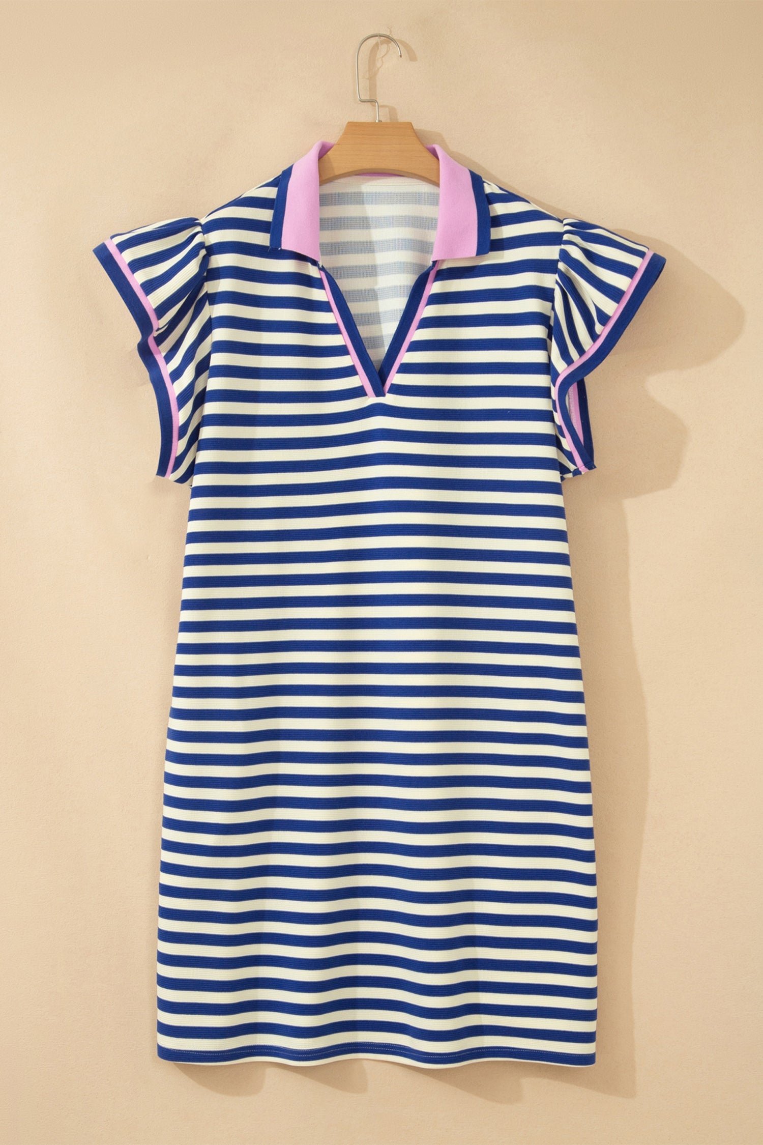 Stripe Colorblock V-Neck Short Sleeve Mini Shift Dress