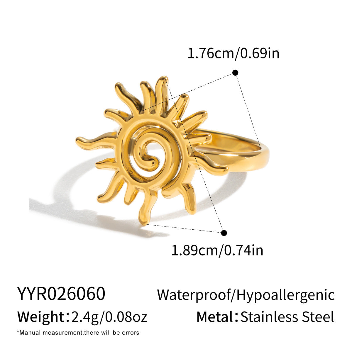 Titanium Steel 18k Gold Ring That Wont Fade