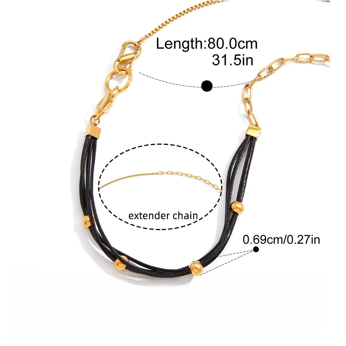 Minimalist 18K gold pendant on a black wax cord necklace, perfect for winter sweaters