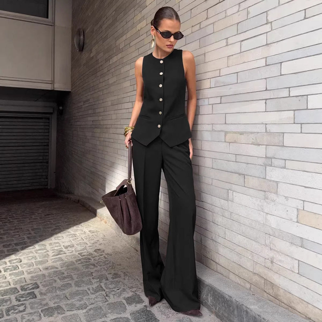 Women's Sleeveless Vest and Wide-Leg Pants Two-Piece Set - Image 2