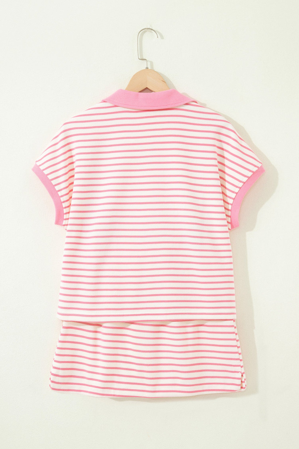 Stripe Colorblock Polo Tee and Drawstring Skort Two-Piece Set