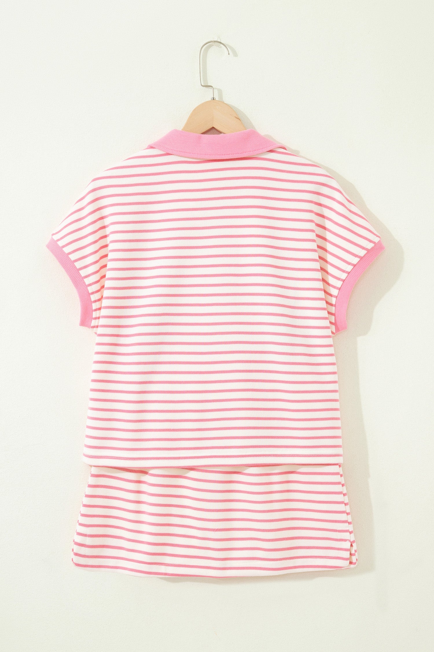 Stripe Colorblock Polo Tee and Drawstring Skort Two-Piece Set